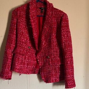 Aqua Vibrant Red Tweed Blazer